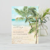 Eleganter Tropical Palm Tree Beach Hochzeit Einladung (Stehend Vorderseite)