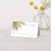 Eleganter Tropical Palm Tree Beach Hochzeit Platzkarte (Vorderseite)