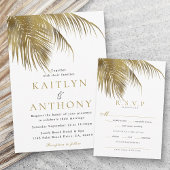 Eleganter Tropical Palm Tree Beach Hochzeit RSVP Karte