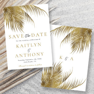 Eleganter Tropical Palm Tree Beach Hochzeit Save The Date