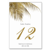 Eleganter Tropical Palm Tree Beach Hochzeit Tischnummer (Rückseite)