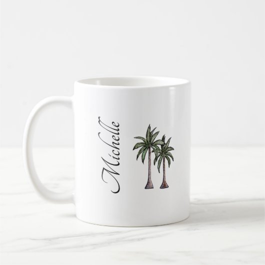 Eleganter Tropical Palm Trees Beach Personalisiert Kaffeetasse (Links)