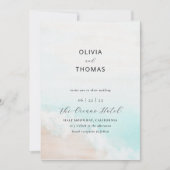 Eleganter Tropical Waves Beach auf einer Hochzeit Einladung (Vorderseite)