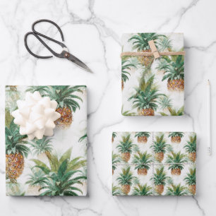 Eleganter Tropischer Ananas Geschenkpapier Set