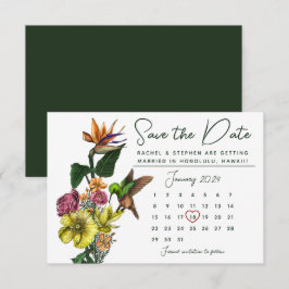 Eleganter tropischer Blumenkalender Save the Date