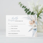 Eleganter tropischer Bogen aus blau-braunen getroc RSVP Karte (Stehend Vorderseite)