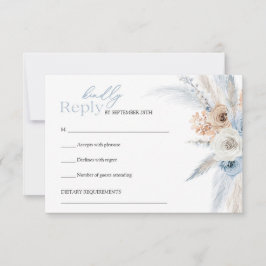 Eleganter tropischer Bogen aus blau-braunen getroc RSVP Karte