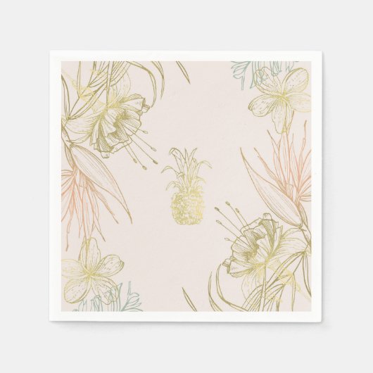 Eleganter Tropischer Botanischer Blumenstrauß Serviette (Vorderseite)