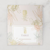 Eleganter Tropischer Botanischer Blumentisch Platzkarte (Außenseite Aufgefaltet)