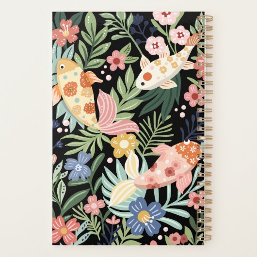 Eleganter tropischer Flora-Botanischer Koi-Fischte Planer (Rückseite)