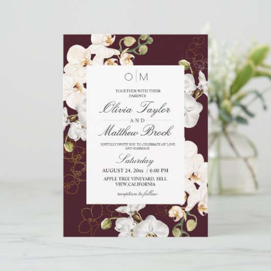 Eleganter tropischer Garten Hochzeit Einladung (Stehend Vorderseite)