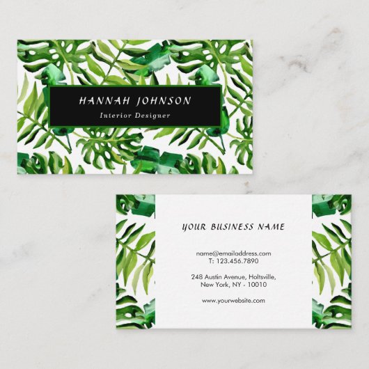 Eleganter tropischer Innenarchitekt Visitenkarte (Vorne/Hinten)