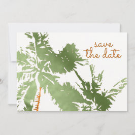 Eleganter tropischer Kupfer Palmen Trees Beach Hoc Save The Date