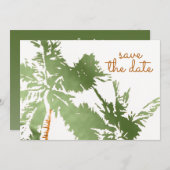 Eleganter tropischer Kupfer Palmen Trees Beach Hoc Save The Date (Vorne/Hinten)