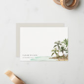 Eleganter, tropischer Palmenhain Strand Sand Mitteilungskarte (Vorderseite/Rückseite Beispiel)