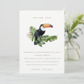Eleganter tropischer Regenwald Toucan Fauna Hochze Dankeskarte (Stehend Vorderseite)