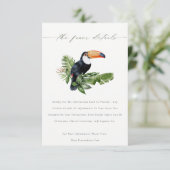 Eleganter tropischer Regenwald Toucan Hochzeiten D Begleitkarte (Stehend Vorderseite)