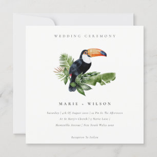 Eleganter tropischer Regenwald Toucan Wedding Einl Dankeskarte