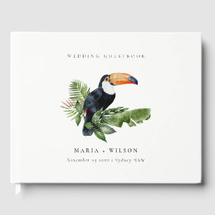 Eleganter tropischer Regenwald Toucan Wedding Gästebuch