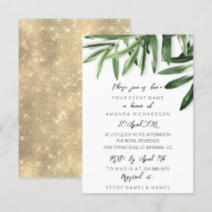 Eleganter Tropischer Salbei-Minzgrün Gold Weiß Einladung