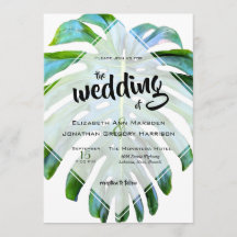 Eleganter tropischer Strand Hochzeit Monstera Leaf