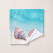 Eleganter tropischer Strand Seashells Pearls Nauti Badhandtuch Set (Waschlappen)