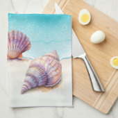 Eleganter tropischer Strand Seashells Pearls Nauti Geschirrtuch (Viertel Falte)