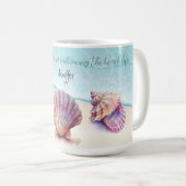 Eleganter tropischer Strand Seashells Pearls Nauti Kaffeetasse (VorderseiteRechts)