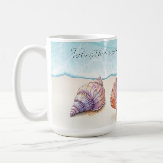 Eleganter tropischer Strand Seashells Pearls Nauti Kaffeetasse (Links)