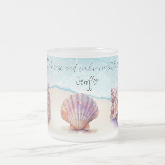 Eleganter tropischer Strand Seashells Pearls Nauti Mattglastasse (Mittel)