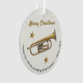 Eleganter Trumpet mit Psalm 150:3 Weihnachten Ornament (Vorderseite)