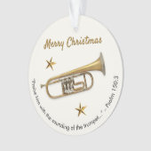 Eleganter Trumpet mit Psalm 150:3 Weihnachten Ornament (Vorderseite)
