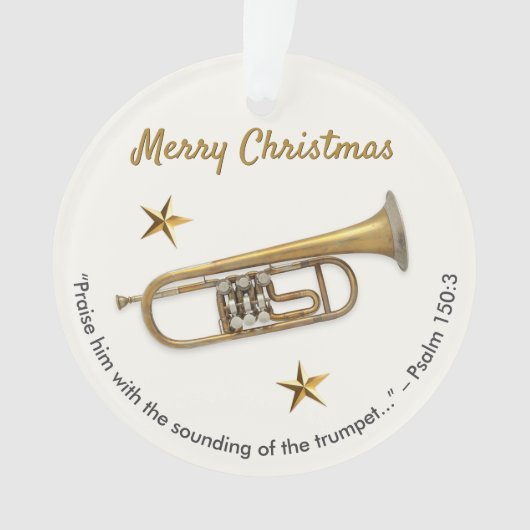 Eleganter Trumpet mit Psalm 150:3 Weihnachten Ornament (Vorderseite)