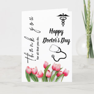 Eleganter Tulpen- und Stethoskop-Tag der Ärzte Dankeskarte