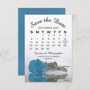 Eleganter Türkis Blue Rose Hochzeitskalender Save The Date