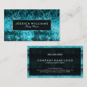 Eleganter Türkis Disco Glitzer Visitenkarte (Vorne/Hinten)