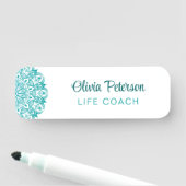 Eleganter Türkis Mandala Life Coach Namensschild (Beispiel)