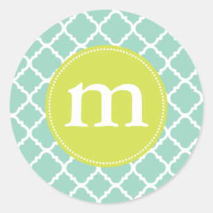 Eleganter Türkis-Marokkaner Quatrefoil Runder Aufkleber