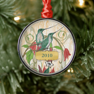 Eleganter Türkis-Rot-Vintage-Kolibri-Schmuck Silbernes Ornament