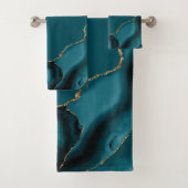 Eleganter Türkisblauer Gold-Achat-Geode Badhandtuch Set (Insitu)