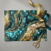 Eleganter Türkisblauer Gold Achat Geode Marmor Abs Seidenpapier