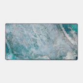 Eleganter türkisfarbener Aquamarin-grüner Monogram Schreibtischunterlage (Vorderseite)