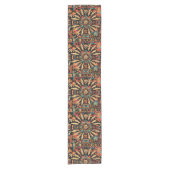 Eleganter türkisfarbener "Aztec Dream" Textile Tab Kurzer Tischläufer (Vorderseite)