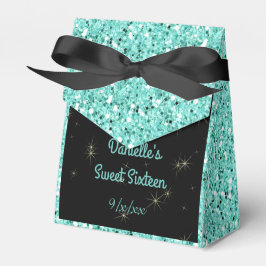 Eleganter türkisfarbener Glitzer, 16 . Geburtstag, Geschenkschachtel