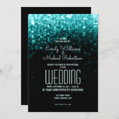 Eleganter türkisfarbener Hochzeitsbelag mit schöne Einladung (Vorne/Hinten)