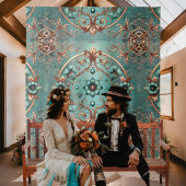 Eleganter türkisfarbener Kupferring Wandteppich