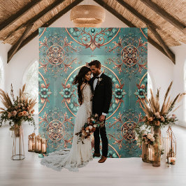 Eleganter türkisfarbener Kupferring Wandteppich