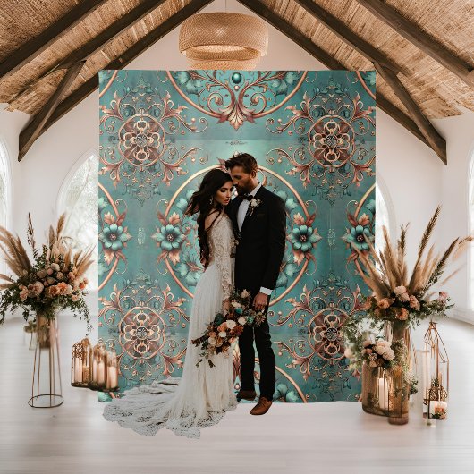 Eleganter türkisfarbener Kupferring Wandteppich