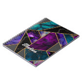 Eleganter, türkisfarbener lila Glitzer, gürtelarti Notizblock (Linke Seite)