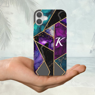Eleganter türkisfarbener lila Glitzer mädchenhaft iPhone 16 Hülle